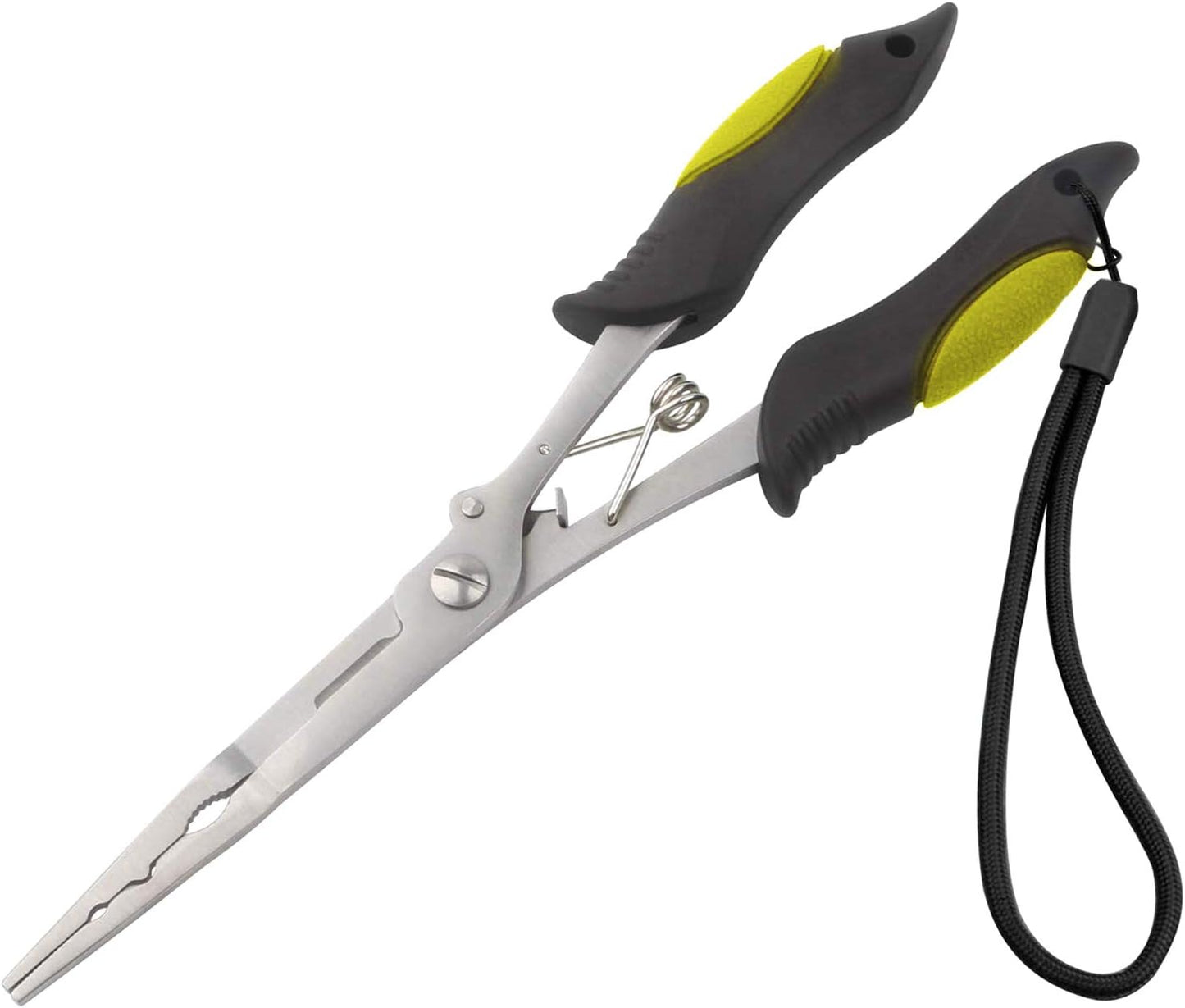 Long Nose Fishing Pliers Stainless Steel Fish Hook Pliers Hook Remover Split Ring Pliers with Lanyard for Freshwater Saltwater