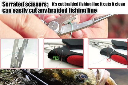 Long Nose Fishing Pliers Stainless Steel Fish Hook Pliers Hook Remover Split Ring Pliers with Lanyard for Freshwater Saltwater