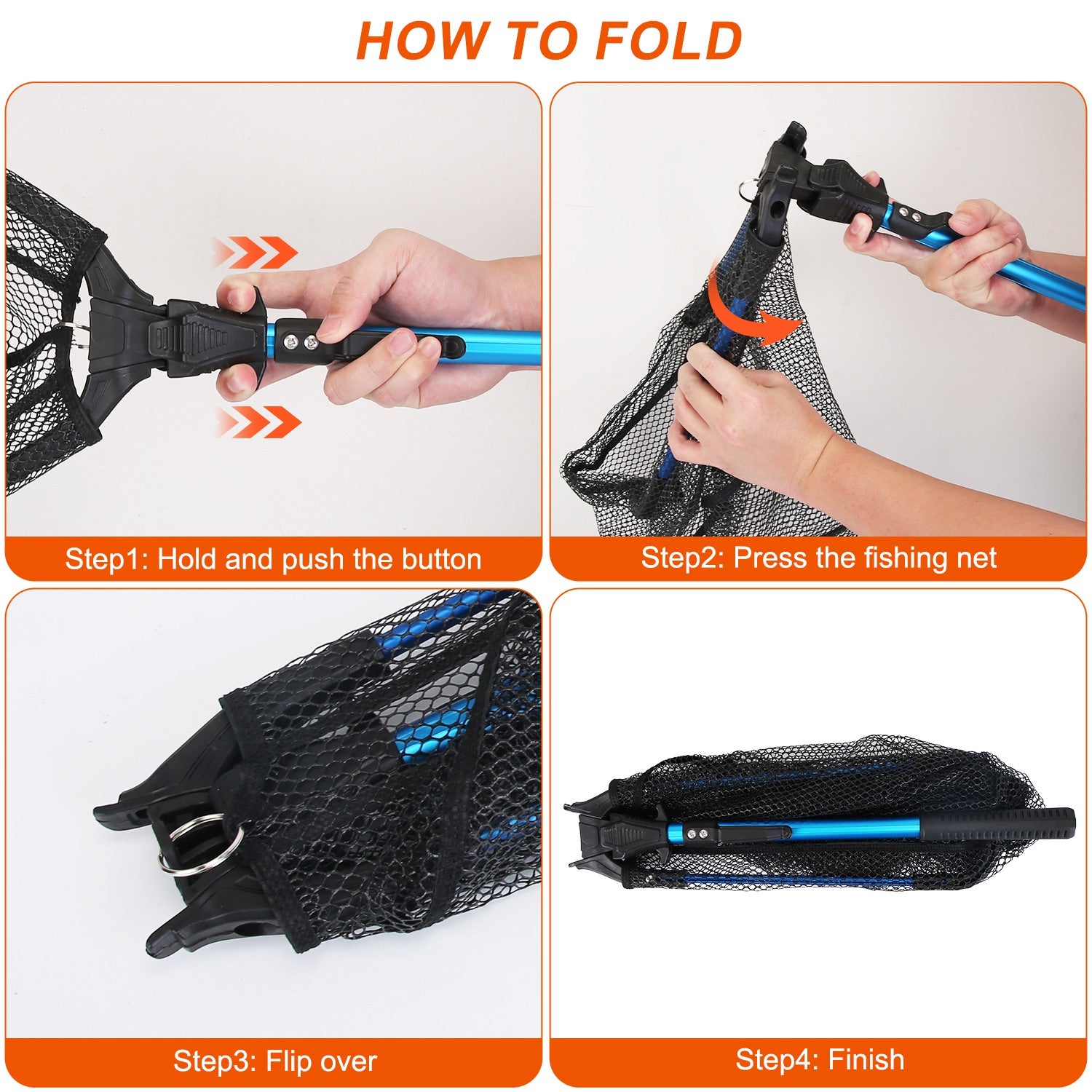 1Pc Foldable Fishing Net with Aluminum Alloy Rod EVA Handle Durable 5MM Hexagonal Nano Coating Nylon Mesh Collapsible Landing Net Safe Fish Catching or Releasing